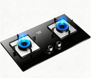 Table <span class=keywords><strong>de</strong></span> cuisson à <span class=keywords><strong>gaz</strong></span> encastrable 2 brûleurs en verre trempé noir avec allumage électronique pour cuisine domestique - Product Image 3