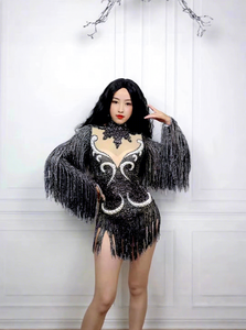 <span class=keywords><strong>Robe</strong></span> de soirée élégante pour femmes européennes et américaines, <span class=keywords><strong>robe</strong></span> de soirée légère et luxueuse, <span class=keywords><strong>robe</strong></span> moulante à manches longues avec des franges en perles, <span class=keywords><strong>robe</strong></span> sexy - Product Image 2