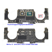 Carte mère testée A1990 820-01041-A 820-01814-A pour Macbook Pro 15 "A1990 Logic Board avec Touch ID I7 I9 16GB 32GB 2018 2019