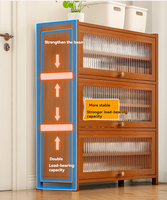 Armoire à Chaussures Transparente Économique en Bois Moderne Grande Capacité Multi-Couches avec Porte Basculante Anti-Poussière pour Entrée Domestique