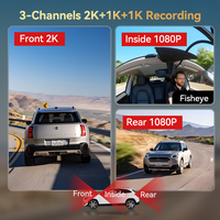 Caméra de tableau de bord N11Pro 4G WiFi, 3 canaux (avant, intérieur, arrière), résolution 2K, suivi GPS, surveillance à distance