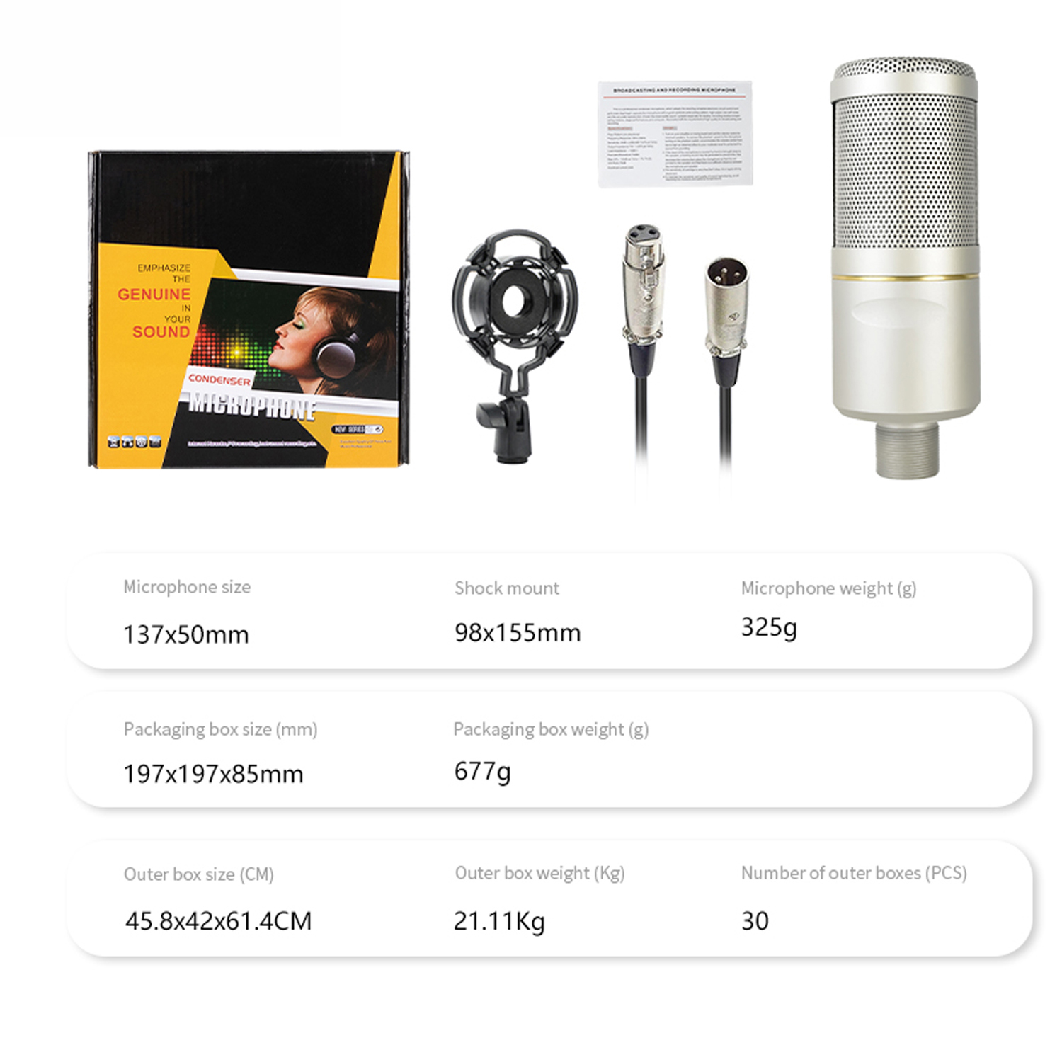 micchan GAM-ZX320 Cardioid Condenser Microphone for Studio Recording