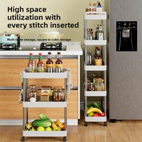 En gros, Étagère de rangement mobile multi-niveaux en acier inoxydable, sur pied, pour espaces étroits de cuisine et espaces restreints de salle de bain