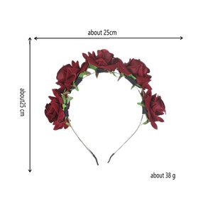 المرأة المكسيكية محاكاة زهرة ، يوم الميت هالوان ، غطاء الرأس الاحتفالي ، حرفة ملونة ، زهرة ، حزب طوق الشعر - Product Image 6