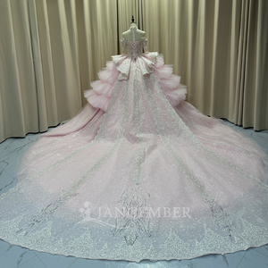 Vestido de Quinceañera Rosa Rubor MC045 con Hombros de Mariposa, Cuentas Plateadas, Brillo y Volantes, Vestido de Princesa para Fiesta de 15 Años Jancember - Product Image 2