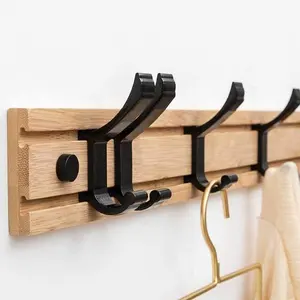 For Hanging Coats, Keys, Umbrellas And Hats Entryway Bamboo Coat Hooks Rack Suppliers
