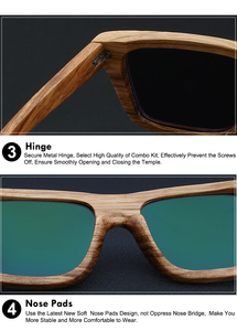 Vuông hợp thời trang sang trọng bằng GỖ Kính mặt trời handmade khung gỗ tùy chỉnh phân cực Kính mát thời trang cho nam giới - Product Image 5
