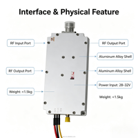 Module amplificateur de puissance RF 2485 2500 MHz 13W 25W 50W, sortie personnalisable, boîtier en alliage d'aluminium pour application de sécurité en basse altitude