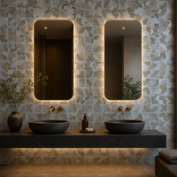 Mosaïque murale en métal en forme de feuille de Ginkgo, motif vague carrée, en aluminium brossé argenté, pour crédence de cuisine et décoration