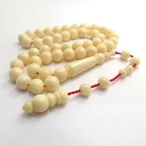 Saudi Arabia Popular Resin Ivory Rosary 10mm Round 45pcs Tesbih Sibha Islamic Prayer Beads Muslim Rosary Tesbih With Tassel