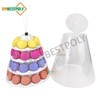 Vente en gros 3 4 5 étages Tour Macaron Macaron Présentoir à biscuits Support en plastique avec couvercle pour la fête Étui d'emballage de transport