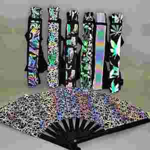Soporte para Abanico Grande de 33 cm (13 Pulgadas), Accesorios para Fiestas Rave, Soporte para Abanico de Mano Reflectante con Luz Intermitente - Product Image 3