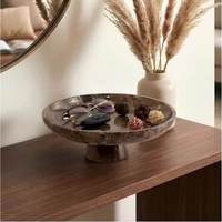 Plateau décoratif 2 pièces en marbre travertin naturel de style européen, pour fruits et pâtisseries, support à gâteau, résistant au four, pour café