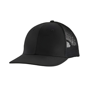 Casquette trucker unisexe noire à 6 panneaux en tissu maillé, ajustement réglable, couleur unie, style décontracté pour adultes - Product Image 1