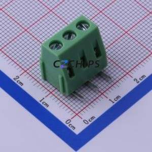 KF128R-5.08-3P Screw Terminal Block Bent Lead Through Hole,P=5.08mm Connector 1x3P 5.08mm Green Right Angle Insert - Product Image 1