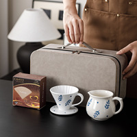Ensemble de cafetière en céramique de style origami de luxe léger avec filtre à café en papier et sac de voyage portable