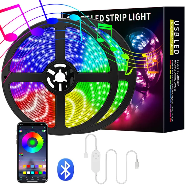 LED şerit ışık 5v USB BT APP TV arka plan ışığı Smd5050 dekoratif ışık su geçirmez RGB Led şerit