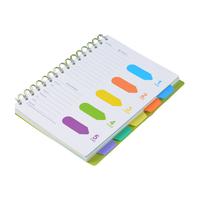 Carnet à spirale de bureau en stock, en PP coloré, avec intercalaires, spirale métallique, pour étudiants, direct usine