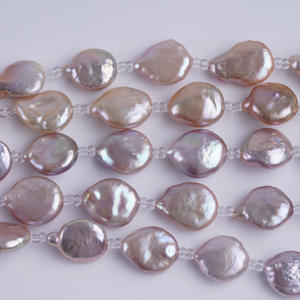 18cm Natural Purple Button Tailed Freshwater <b>Pearl</b> String 13-14mm <b>Loose</b> Pink <b>Pearls</b> for DIY Jewelry - Product Image 5