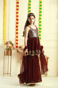 Titrit Girls Embroidered Georgette Kurti with Sharara & With Dupatta - Product Image 2
