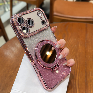 <span class=keywords><strong>Coque</strong></span> <span class=keywords><strong>de</strong></span> <span class=keywords><strong>téléphone</strong></span> transparente <span class=keywords><strong>de</strong></span> luxe <span class=keywords><strong>personnalisée</strong></span> pour iPhone 17 16 15 14 13 12 11 Pro Max avec support miroir brillant en TPU - Product Image 3