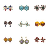 Boucles d'oreilles pendantes élégantes et uniques en argent, motif floral, bijoux occidentaux, vente en gros, avec pierres de cristal bleues, blanches et rouges, pour festival