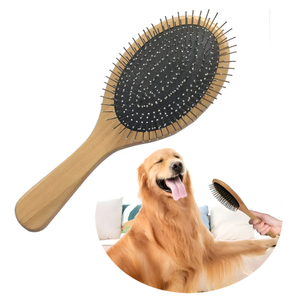 Brosse à poils pour animaux de compagnie en bois à double face avec coussin d'air, taille personnalisée, pointe à broches pour le soin des chiens - Product Image 2