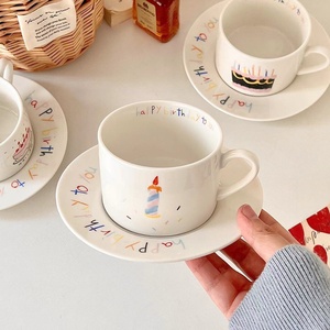 Juego de <span class=keywords><strong>Taza</strong></span> y Platillo de Cerámica Estilo Coreano con Asa, Regalo de Cumpleaños, para Té de la Tarde - Product Image 3