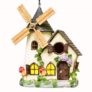 Wat dan ook, waterdicht handgemaakt beschilderd wit huis vogelhuisje ornament buitenplaats tuin balkon hars desktop decoratief - Product Image 4
