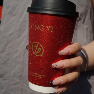 Gobelet en papier nacré jetable avec logo personnalisé estampage à chaud 8 à 22oz tasses à café avec couvercle - Product Image 5