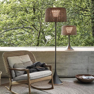 Villa moderna terraza PE ratán piso luz impermeable decorativa al aire libre calle lámpara portátil piso jardín lámparas - Product Image 4