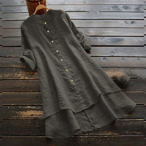 Camisa de manga larga de talla grande para mujer, blusa informal de otoño para mujer, camisa de longitud media - Product Image 3