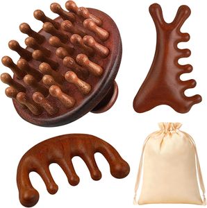 Peigne de massage en bois Gua Sha pour le cuir chevelu, outil de démêlage des cheveux, thérapie de relaxation, soulagement de la tension, soin personnel, réducteur de stress, cadeau - Product Image 1