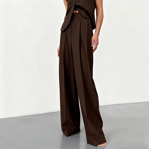 Chic <strong>Women's</strong> Pants High-waist Loose-fit <strong>Wide</strong> <strong>Leg</strong> <strong>Trousers</strong> 2025 Ladies Y2K Pants Boyfriend Style Casual Straight Baggy Suit Pants - Product Image 1