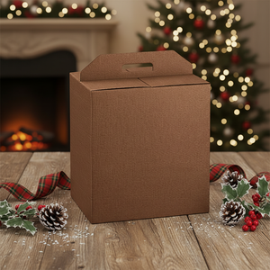 10pcs <b>Christmas</b> Gift Box Panettone Holder 5Kg Capacity Half Format with Handle Dark Brown Recycled Materials Rigid <b>Boxes</b> - Product Image 3