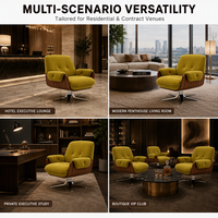 Fauteuil pivotant moderne en tissu tissé avec accoudoirs à bordures contrastées pour salon, hôtel, réception, salle d'attente
