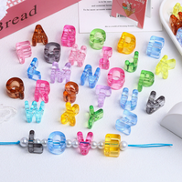Perles en acrylique transparentes en vrac, grandes perles alphabet de 20 mm, lettres personnalisées pour la fabrication de bijoux et bracelets DIY