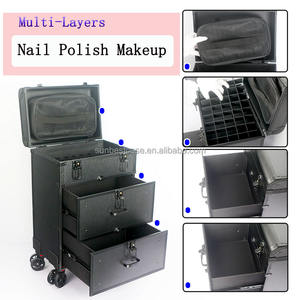 Valise de maquillage professionnelle à roulettes avec tiroirs, valise de cosmétologie sur roulettes, boîte à ongles, valise de maquillage, valise de tatouage, valise de <span class=keywords><strong>voyage</strong></span> - Product Image 2