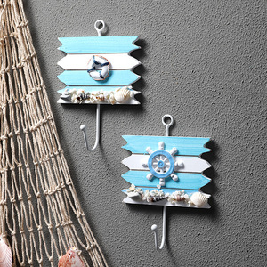 Porte-clés mural en bois de style océanique et méditerranéen, petit crochet d'entrée, style Europe du Nord, porte-manteau mural, Chine - Product Image 3