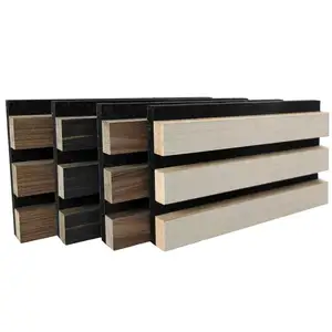 Halong Halong serat poliester Pet Akustik Panel alami semua hewan peliharaan Mdf kayu Oak slat panel dinding pvc