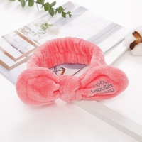 Özel Logo nakış beyaz bulanık sıcak ekstra büyük yay bandı yüz Spa makyaj Topknot kızlar için Hairband