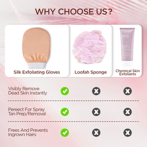 Guante de baño exfoliante de seda cruda 100%, guantes de baño de seda, guante de baño turco Exfoliante para evitar pelos encarnados, guantes Exfoliantes corporales - Product Image 5
