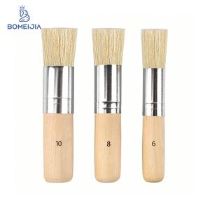 Lot de 3 pinceaux pochoirs en bois avec virole en aluminium, poils naturels purs pour peinture acrylique, à l'huile et aquarelle, certifiés FSC - Product Image 1