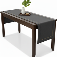 Chemin de table élégant et moderne en tissu denim polyester, gris foncé avec bordure dorée, pour salle à manger et chambre d'hôtes, kits d'intérieur, origine USA, OEM