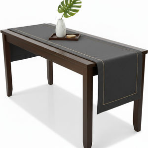 Chemin de table élégant et moderne en polyester gris foncé avec bordure dorée pour la salle à manger et les kits d'intérieur de chambre d'hôtesse - Product Image 2