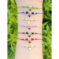 Bracelet à breloques cœur coloré CH-CKT0780, bracelet en perles fait main, bracelet à petit pendentif en émail coloré, vente en gros