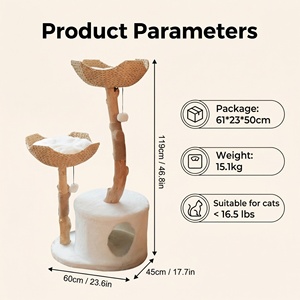 Penjualan laris modis lucu desain persediaan hewan peliharaan furnitur pohon panjat kucing mewah kayu menara pohon kayu padat - Product Image 2