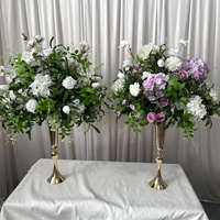 Boule de fleurs artificielles en soie IFG Modern Forest Design 50 cm, blanche et violette, avec des fleurs vertes, pour la décoration de mariage