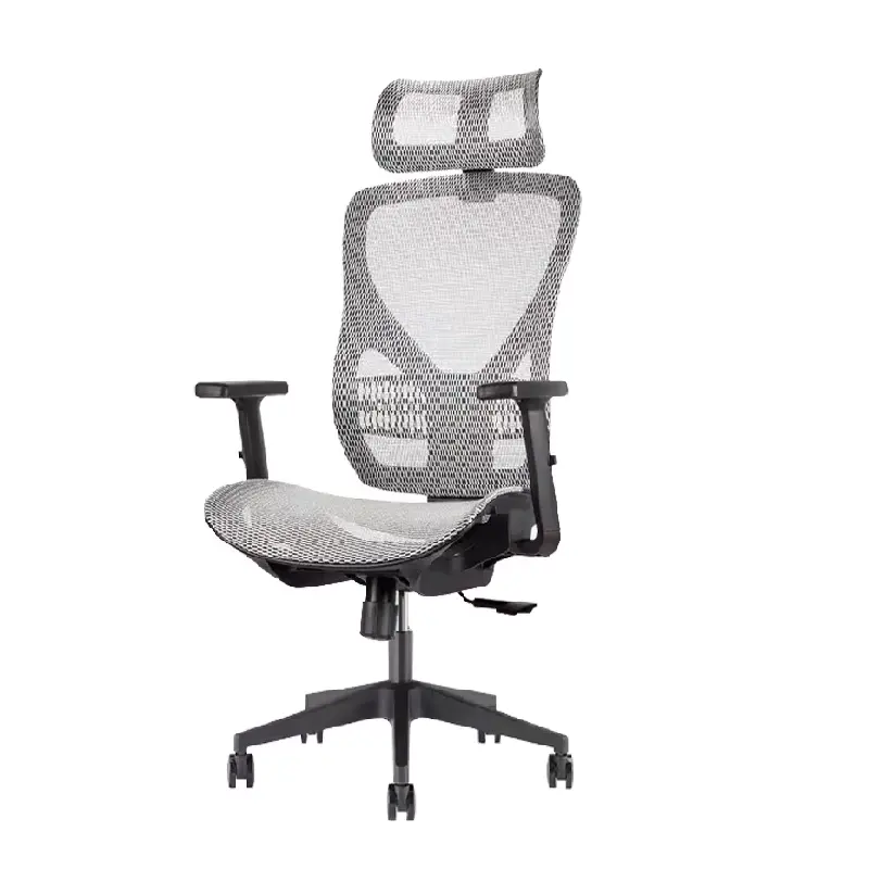 Chaise de bureau com apoio lombar 3D corrimão ajustável, cadeira de escritório ergonômica de malha completa