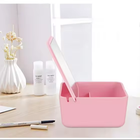 Miroir de maquillage cosmétique portable personnalisé avec boîte de rangement pliable pour chambre ou voyage
